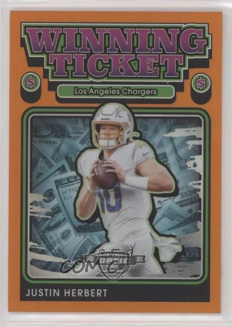 2021 Panini Contenders Optic Winning Ticket Orange Prizm /50 Justin Herbert #WT3