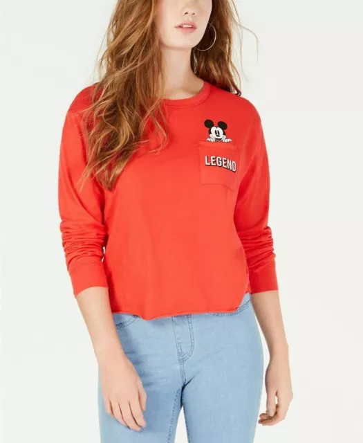 Love Tribe Womens Juniors' Disney Mickey Mouse Pocket T-Shirt - Large