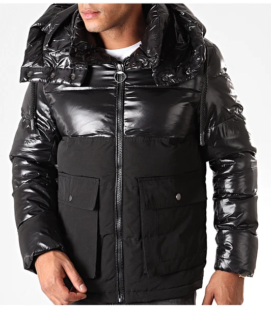 Latest Mens Black Adults High Shine Slimfit padded winter jacket Warm Urban
