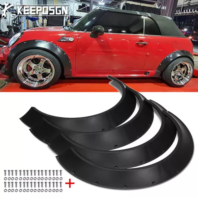 4X For MINI COOPER R55 R56 R58 Matte Fender Flares Flexible 4" Extra Wide Body