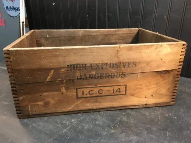 Vintage Wood Crate Box High Explosives Super Dynamite Box National Powder Co.