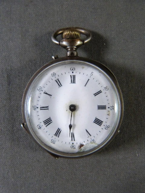 Montre De Poche (gousset) Argent Massif Art Déco Années 1930 Avec Chaîne - Pièce De Collection