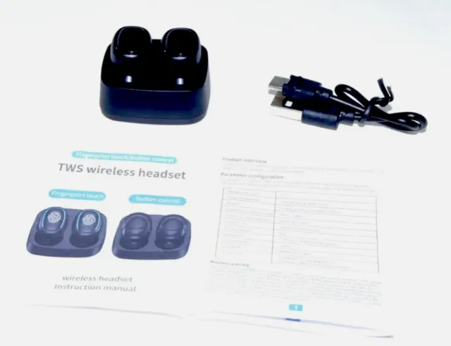 In Ear Headphones Black Ear Buds TWS Wireless Bluetooth Touch Control