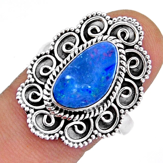 Gift For Her 4.01cts Solitaire Doublet Opal Australian Ring Size 8.5 Y6669