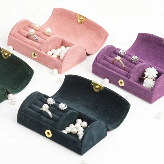 Portable Travel Mini Jewelry Box Velvet Ring Organizer Case Earring Storage Box