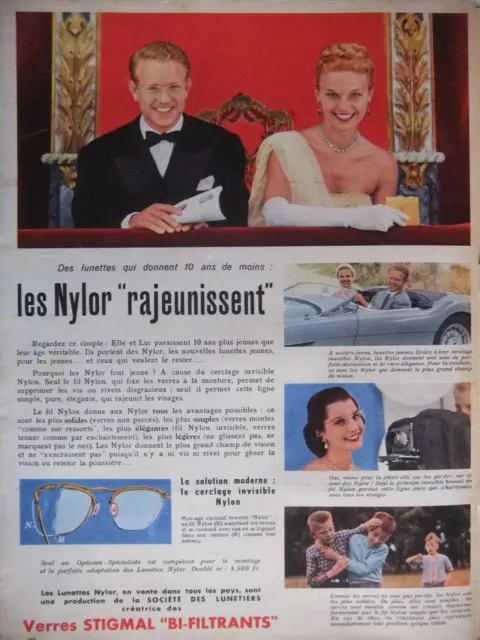 Publicité De Presse 1956 Les Lunettes Nylor Rajeunissent - Advertising