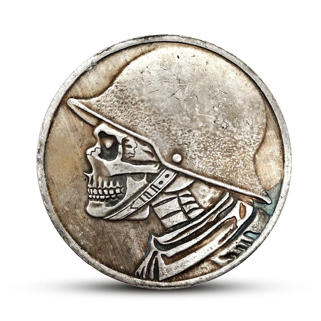 Skull with Hat Nickel Hobo Coin Carving Art Coin Collection Free Ship