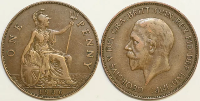 1911 to 1936 George V Bronze Penny Your Choice of Date   / Year