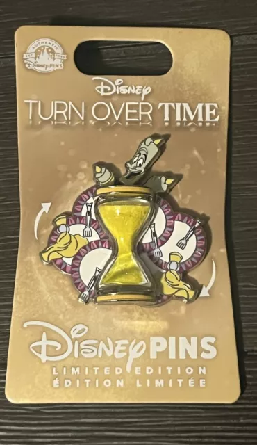 Disney Park 2023 Beauty & The Beast Turn Over Time Lumiere Spinner Hourglass Pin