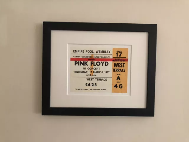 PINK FLOYD - 1977 Wembley Empire Pool framed  ticket giclee print.