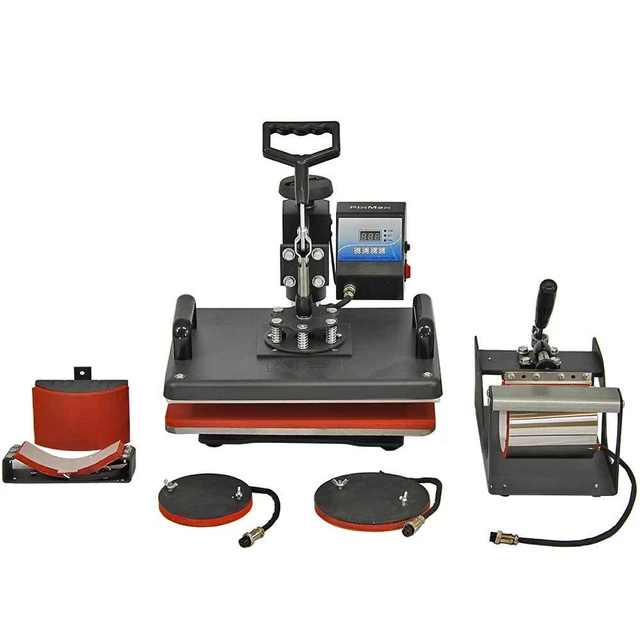 Heat Press 5in1 Combo T-Shirt Mug Cap Plate Sublimation Transfer Printer Package