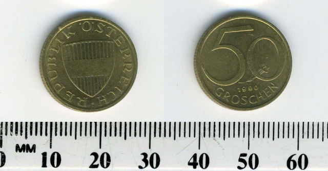 Austria 1990 - 50 Groschen Aluminum-Bronze Coin - Austrian Shield 2