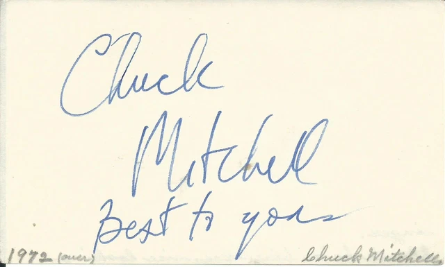 Chuck Mitchell 1972 Signed Autograph Album Page