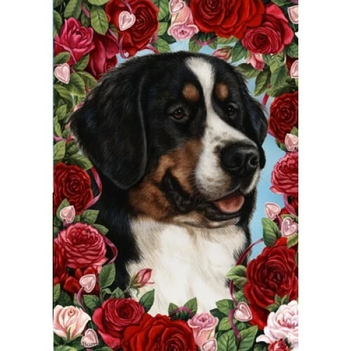 Roses Garden Flag - Bernese Mountain Dog 190581