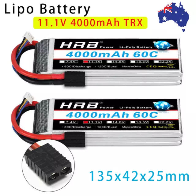 2pcs HRB 11.1V 3S 4000mAh 60C TRX LiPo Battery for RC Traxxas Car Truck Drone