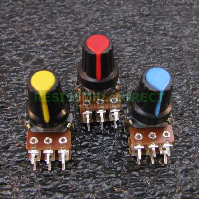 3x 100K OHM Linear Taper Dual Gang Rotary Potentiometer B100K  w/Knobs 3pcs U35