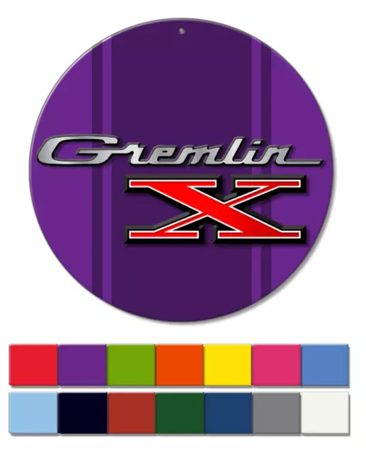 1970 - 1978 AMC Gremlin X Emblem Novelty Round Aluminum Sign - Aluminum - 14 col 2