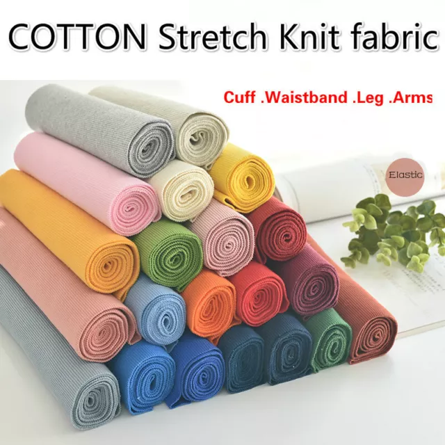 Uni Couleur Extensible Tricot Manchette Ceinture Jambe Bras Côtelé Bord Jersey
