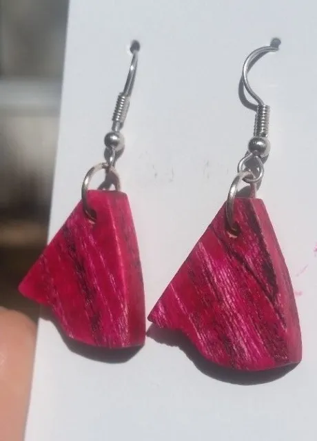 Womens Purple or Red Wood dangle earrings HANDMADE Jewelry