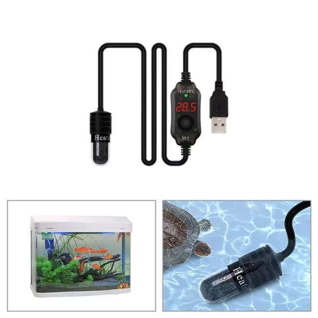 Mini Aquarium Fish Tank Heater USB Heating Rod Submersible Thermostat Heater US
