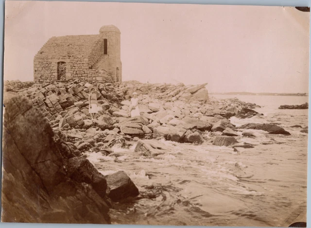 France, Carnac, Pointe de la Trinité  Vintage albumen print Tirage albuminé