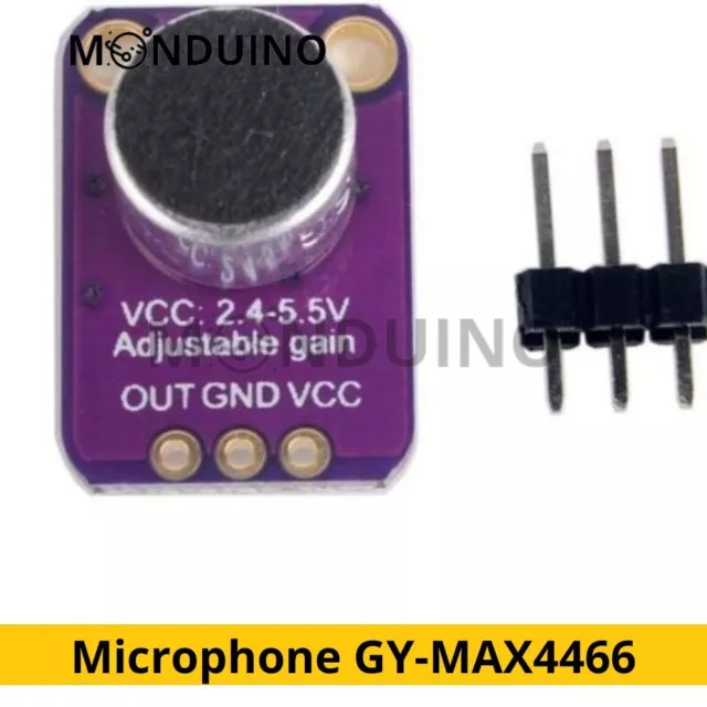 Microphone GY-MAX4466 Capteur déroutement avec Gain réglable Arduino MONDUINO