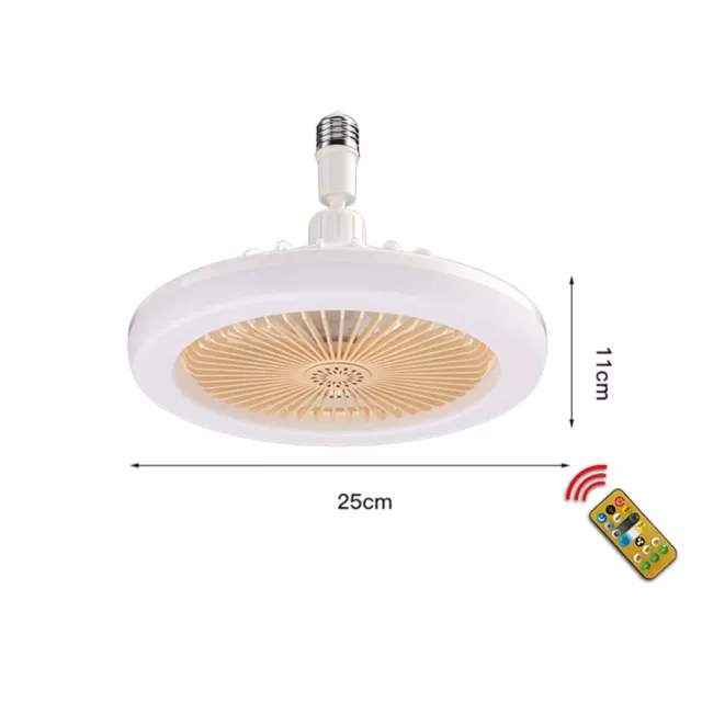 E27 LED Ceiling Fan Light Remote Control Ceiling Lamp Bulb 3Modes Converter Base