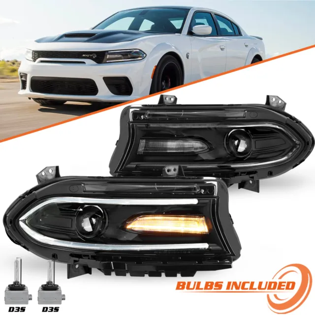 For Dodge Charger 2015-2021 HID Xenon LED Headlamps Pair Headlights LH & RH