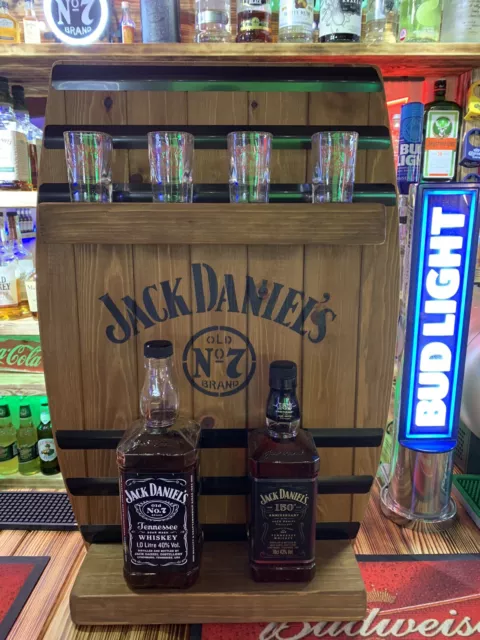 Jack Daniels Whiskey Barrel Wall Shelf  -  Pub Home Bar Man Cave Bourbon Bottle