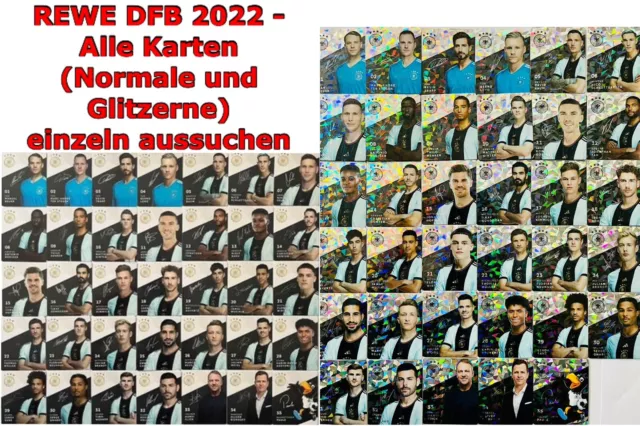 Rewe DFB WM 2022 - 6x Glitzer Sammelkarten aus allen Karten zum aussuchen - NEU