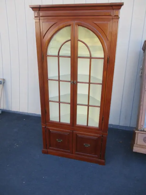 63835 Cherry Corner China Cabinet Curio with Shell Carving