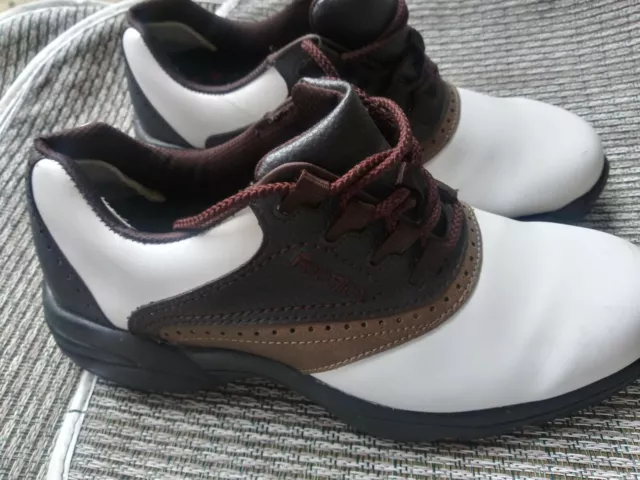 FootJoy FJ GreenJoys   Mens Size 8M   Golf Cleats   White Brown Shoes 45402