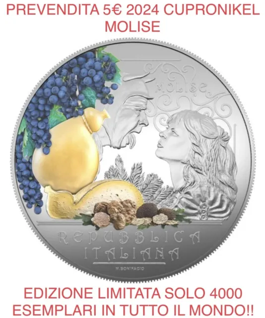 Moneta 5€ euro Molise Coincard Cultura  Enogastronomica Tintilia e Caciocavallo