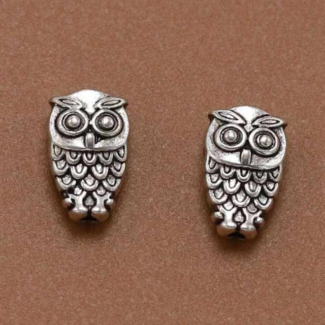 50 Stück Eule Perlen Anhänger Legierung Charms DIY Schmuck Herstellung Zubehör f