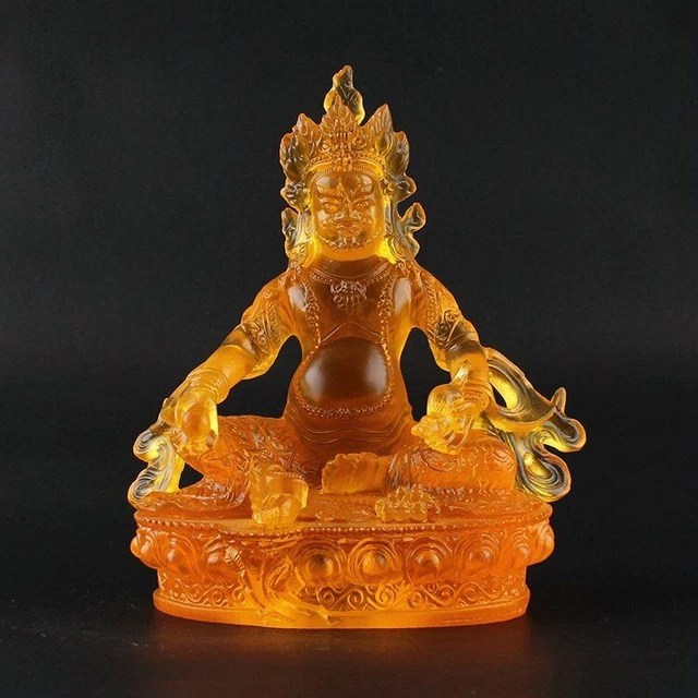 5.7"Feng Shui Tibet Tibetan Buddhism Statue Yellow Jambhala Buddha