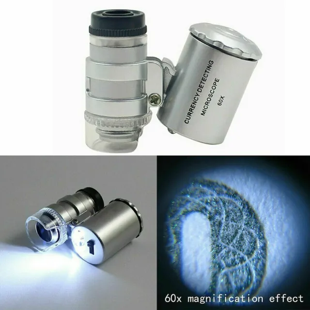 Mini loupe de poche portable microscope loupe de bijoux en verre avec 60 x puiss