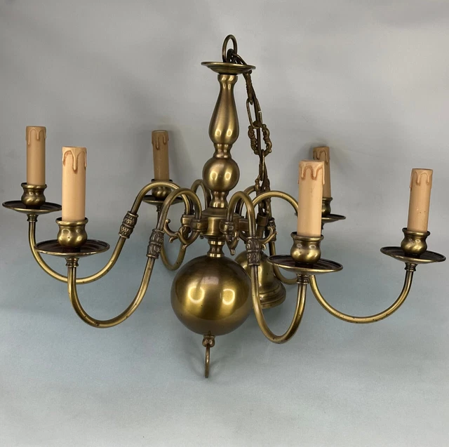 Vintage French Extra Large Flemish Style 6 Arm Brass Ceiling Light Chandelier Vintage French Extra Large Flemish Style 6 Arm Brass Ceiling Light Chandelier
