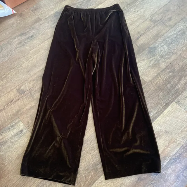 Linda Allayed For Tracy Ellen | Golden Sheen Brown Velvet Pants W Pockets 12