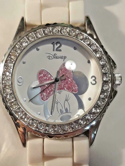 Disney Minnie Mouse Accutime Watch Rhinestones MN1044 TESTED