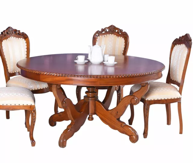 Massiver Tisch rund Mahagoni Küchentisch Massivholz Esstisch Holztisch Antik