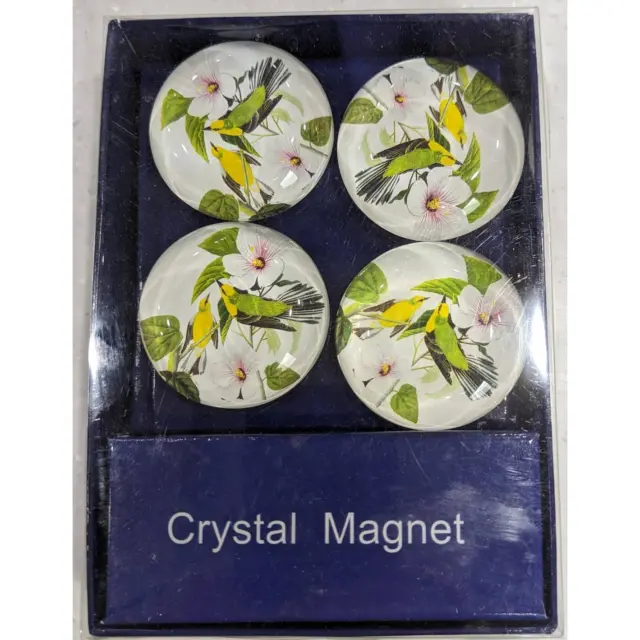 Magnets-Crystal Watercolor Art By John Audubon 2in Round Birds and Flowers
