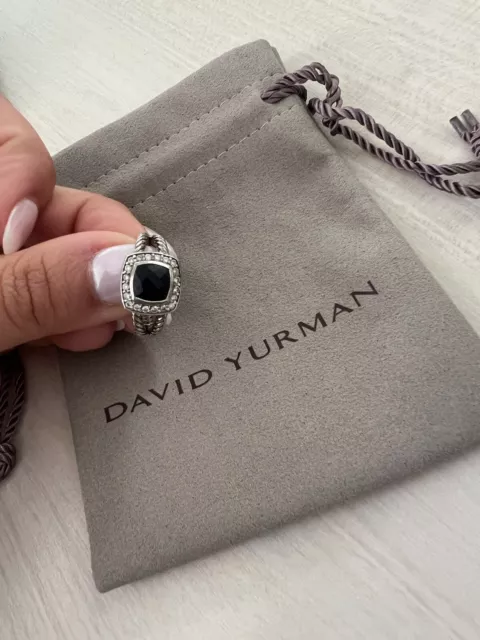 David Yurman Petite Albion Ring Black Onyx 7mm Sterling Silver Size 7