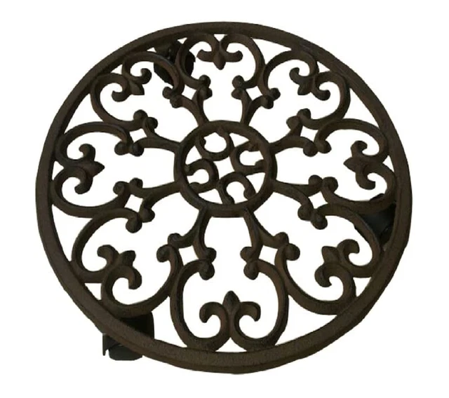 Comfy Hour Rustic Style Collection 12  Cast Iron Plant Trolley Flowerpot Holder
