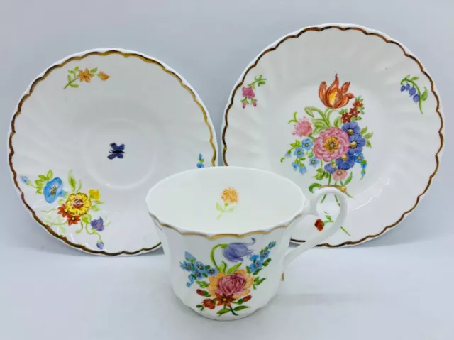 Vintage Hand painted Butterfly / Floral Pattern Fluted Trio - Barbara