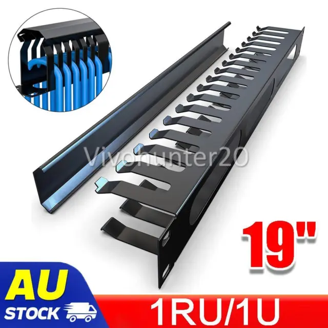 1RU Metal Rack Mount Horizontal Cable Manager Duct Raceway For 19" Server Rack