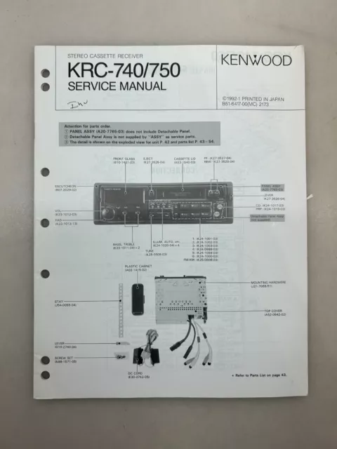 Kenwood KRC-740 750 Original Service Manual Free Shipping