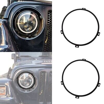 2Pcs 7'' Round Headlight Mounting Black Bracket Ring for 97-06 Jeep Wrangler TJ