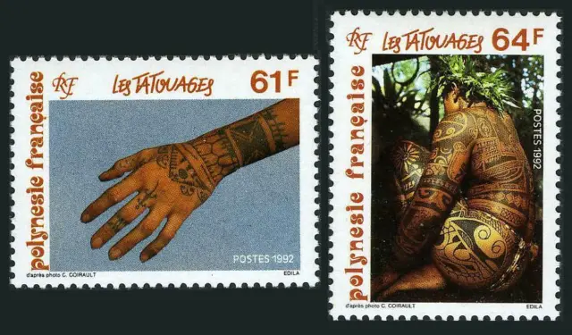 Fr Polynesia 597-598,MNH.Michel 610-612. Tattoos 1992.