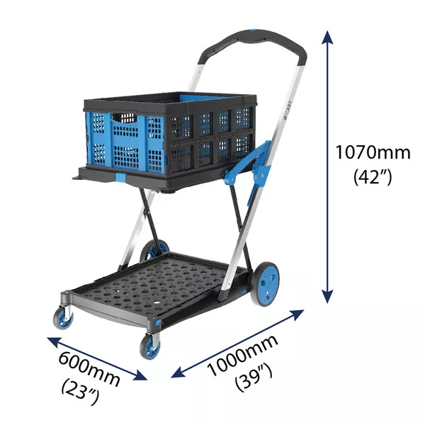 Cart Folding Shopping Trolley Utility Portable Collapsible Cart  +1 Basket 90KG 2