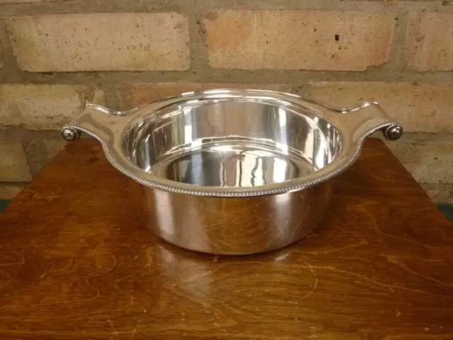 Lovely Vintage James Dixon round serving bowl Silver plated 2 scroll handles